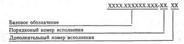 Устанавливается следующая структура обозначения изделия и основного конструкторского документа