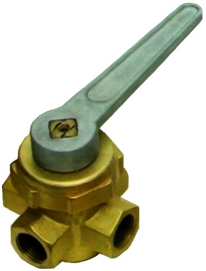 Кран четырехходовый латунный DN 15; PN 1,0 МПа ПЗ.39003 (11Б23бк)