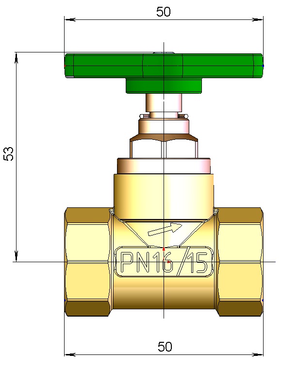 Клапан запорный муфтовый латунный DN 15, 20, 25, 32; PN 1,6 МПа ВИЛН.491112.008.011 (15Б3р, 15Б1п, 15Б1бк)