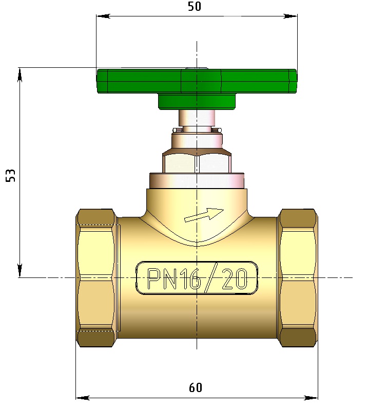 Клапан запорный муфтовый латунный DN 15, 20, 25, 32; PN 1,6 МПа ВИЛН.491112.008.011 (15Б3р, 15Б1п, 15Б1бк)