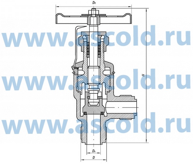 Клапан запорный угловой штуцерный