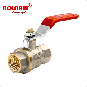 Кран шаровый латунный "BOLARM", никелированный, рычаг, вр.-вр.