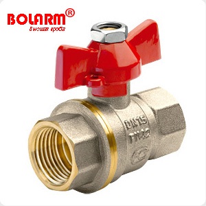Кран шаровый латунный "BOLARM", никелированный, бабочка, вр.-вр.