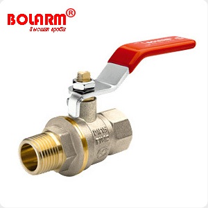 Кран шаровый латунный "BOLARM", никелированный, рычаг, вр.-нр.