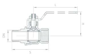 Кран шаровый латунный "BOLARM", никелированный, рычаг, вр.-нр.