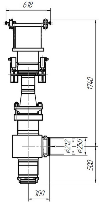 Клапан запорный быстродействующий DN 200, PN, кгс/см2 180, № чертежа ЦКБ У29505