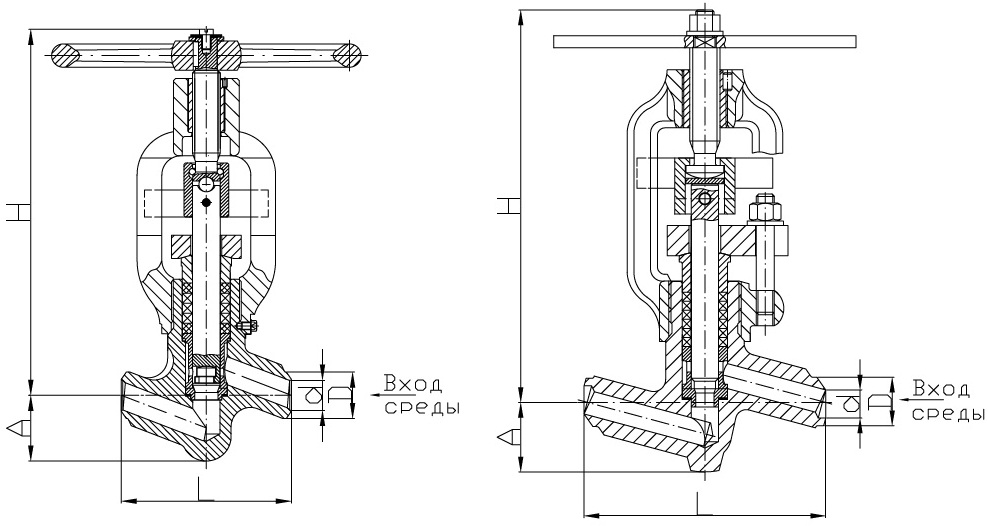 Клапаны запорные Ду 10-65 мм серий КЗ 104, КЗ 105