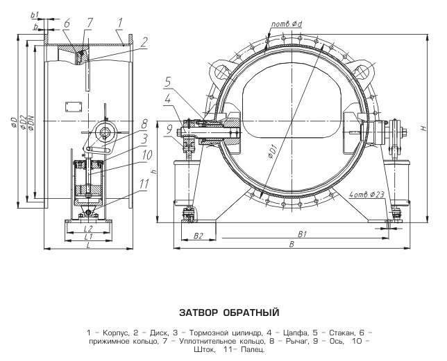 Затворы обратные PN 0.25 МПа