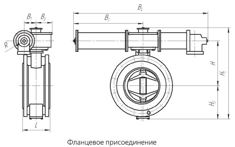 Затворы дисковые поворотные. Основные размеры затворов дисковых с гидроприводом.