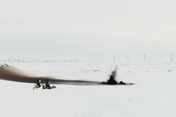 На восточном участке Оренбургского НГКМ произошла разгерметизация трубопровода