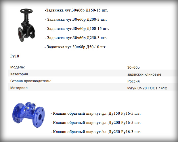 ООО «Водоканал» (г. Грязи) разместило электронный аукцион на поставку запорной арматуры