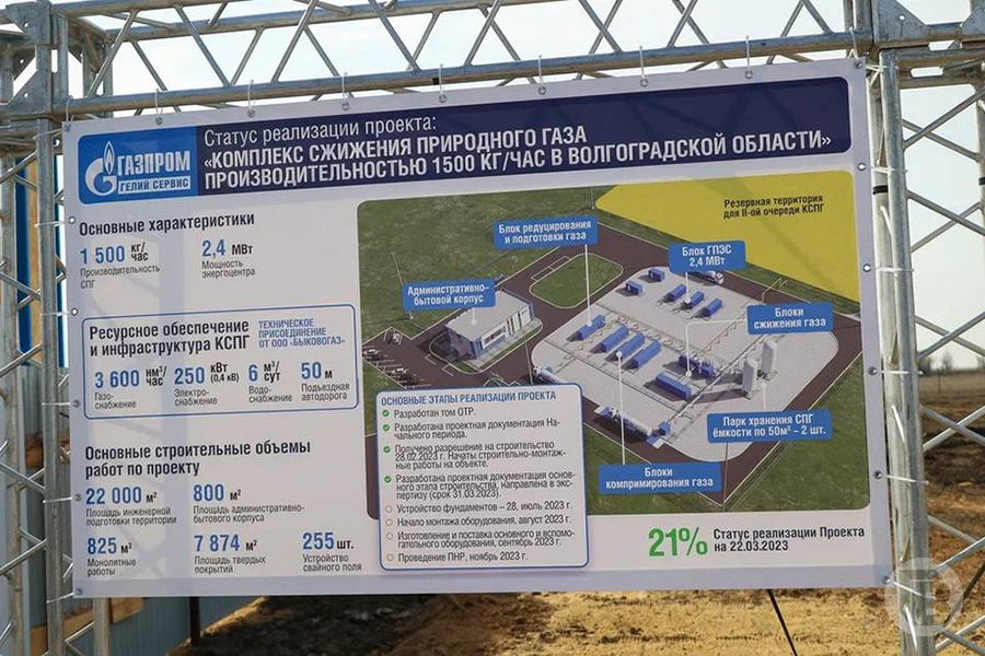 В Волгоградской области возводят первый в ЮФО малотоннажный СПГ-комплекс