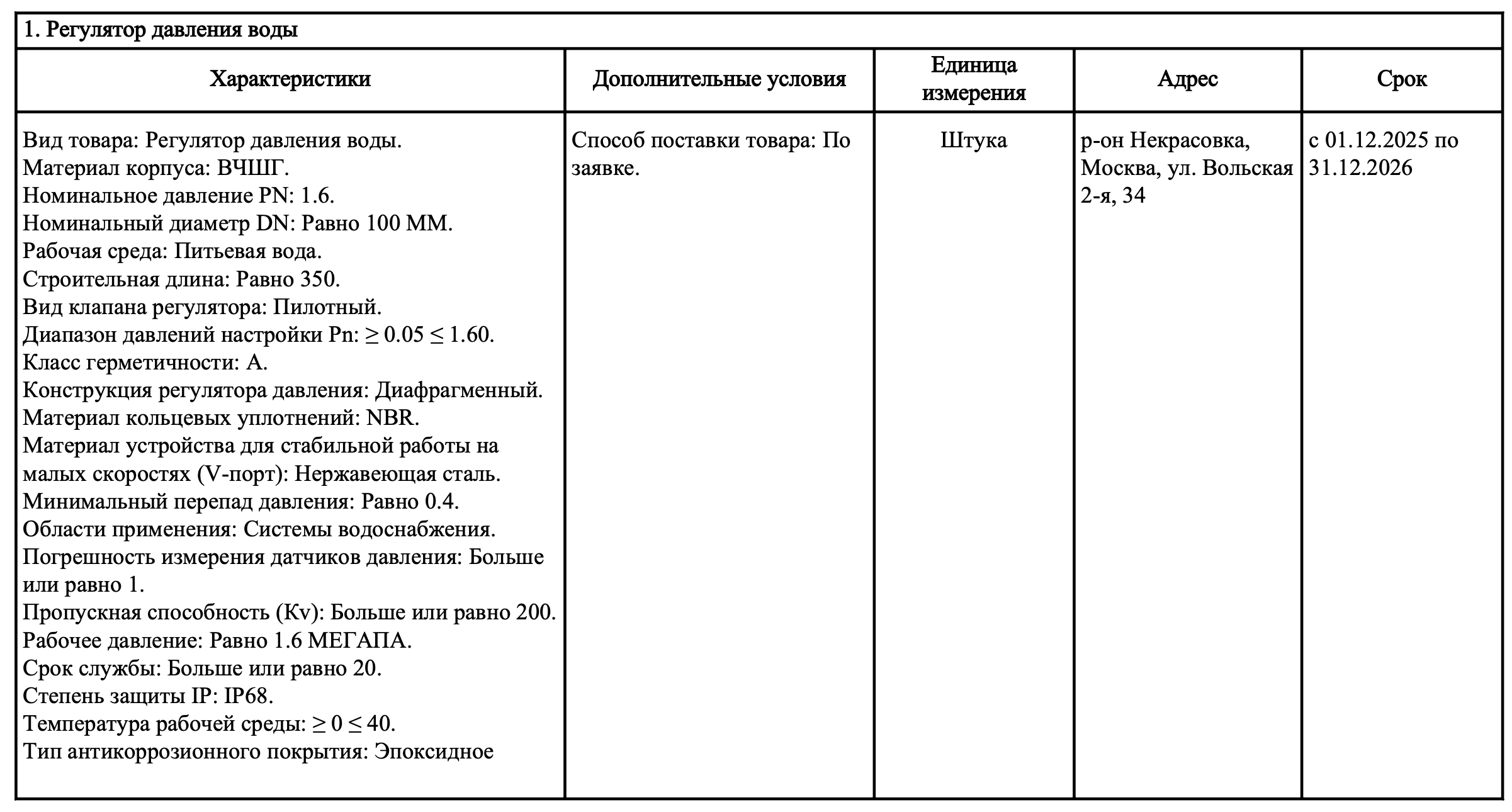 АО &laquo;Мосводоканал&raquo; опубликовало запрос на поставку регуляторов давления воды