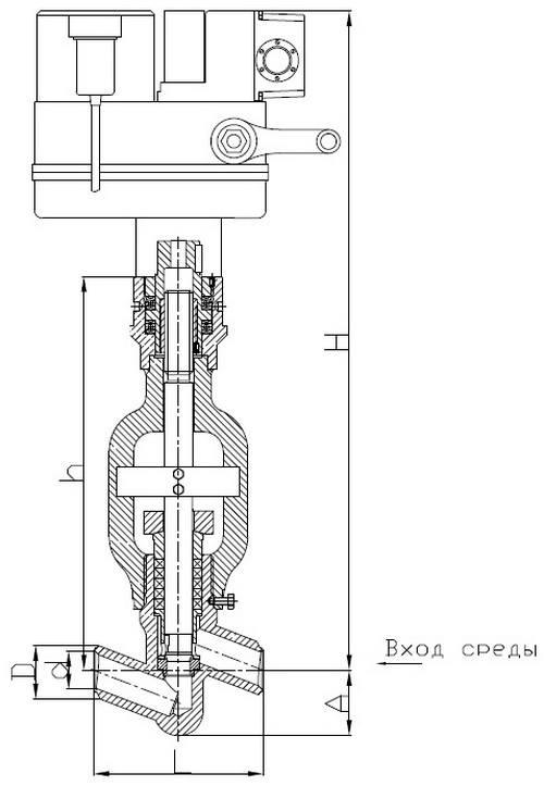 Клапан запорный серии КЗ 104 (105) с электроприводом ЭП-З-300,  Ду 32-65 мм