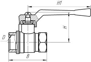 Кран шаровый латунный 11Б27П А10 (для газа), 1,6 МПа.