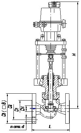 Клапан запорно-регулирующий (КЗР) 25ч945п односедельный фланцевый с электрическим исполнительным механизмом (ЭИМ) PN1,6МПа