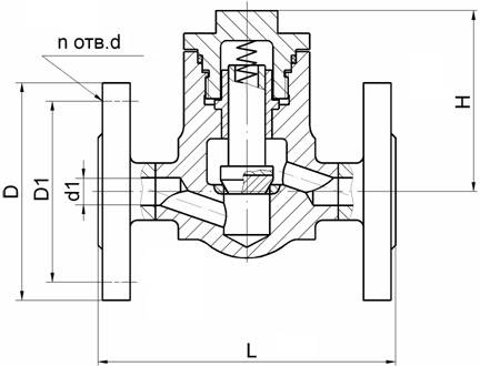Основные габаритные и присоединительные размеры (мм), масса (кг), PN (МПа)